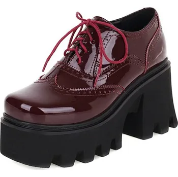 Dámské polobotky Masivní polobotky se vzorem a hranatou špičkou GoodDayGirl Barva: Červená, Velikost: 42