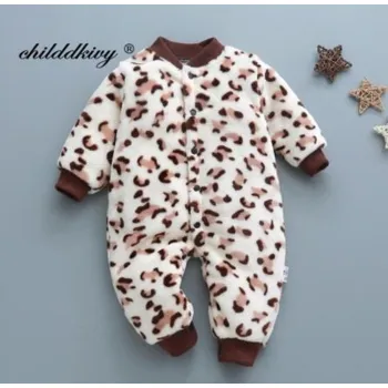 Kojenecký overall Flanelový kojenecký overal mix Barva: 13 hnědo bílá levhartí vzor, Velikost: 6M