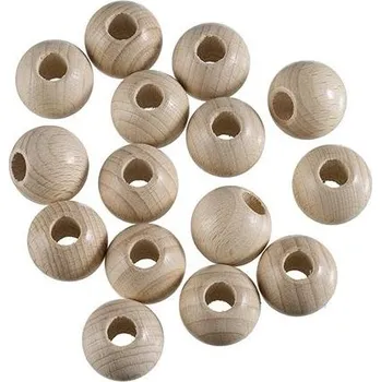 Korálek EFCO Dřevěné korálky kulaté přírodní 20mm (15ks)