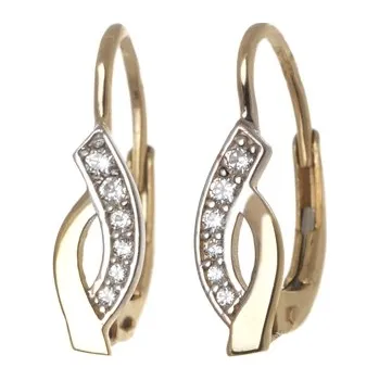 Náušnice Dámské náušnice ze žlutého zlata se zirkony NA0415F + DÁREK ZDARMA