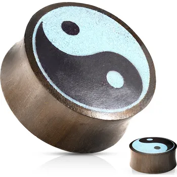 Piercing Šperky4U Sono wood plug do ucha jing-jang - PL01276-10