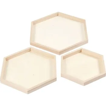 creativ company Dřevěný podnos šestiúhelník (3ks)
