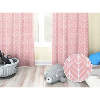 ubrus Dětský bavlněný závěs Sandra SA-211 Listy na starorůžovém 130x140 cm