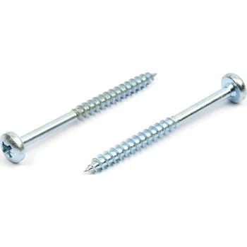 Vrut Vrut do dřeva s půlkulatou hlavou 6x80/50 zinek bílý křížová drážka PZ (Univerzální vrut, půlkulatá hlava, PZ, zinek bílý)