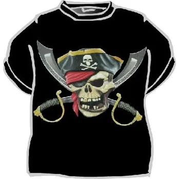 Žertovný předmět Ptákoviny CB Tričko pirát - Lebka s meči Velikost: L