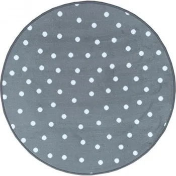 Koberec Dětský koberec Puntík šedý - Kulatý průměr 57 cm