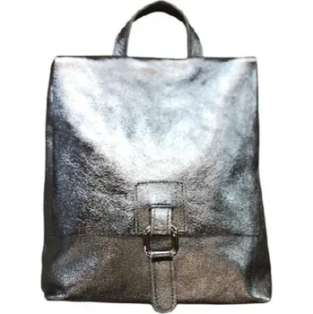 Vera Pelle Dámský kožený kabelko batůžek stříbrný 5974