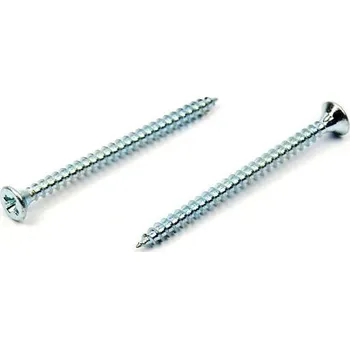 Vrut Univerzální vrut do dřeva 3,5x50 plný závit zinek bílý (Vrut do dřeva, křížová drážka PZ, zápustná hlava)