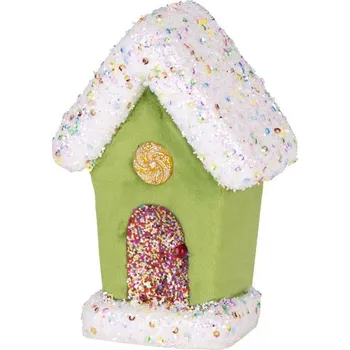 Vánoční dekorace Dekorace MagicHome Candy Line, domek, zelený, 16 cm, závěsný