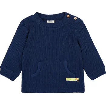 Dětské triko s dlouhým rukávem Klokaní kapsa tmavě modrá loud + proud Velikost: 74/80