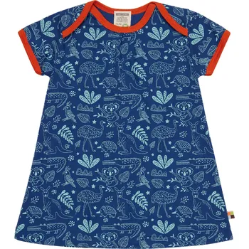 Dívčí šaty Dívčí šaty s krátkým rukávem Autstralská zvířátka tmavě modrá loud + proud Velikost: 110/116