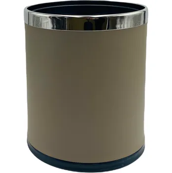 Odpadkový koš Caretrade Koš do pokoje 10 l, kulatý taupe -hnědý, hladký