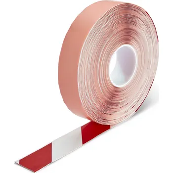 Výstražná páska Extra odolná značkovací páska s nájezdovou hranou 50 mm x 30 m, červenobílá