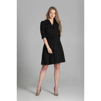 Dámské šaty Rozšířené šaty se šňůrkou SUK156 Barva: Černá, Velikost: L