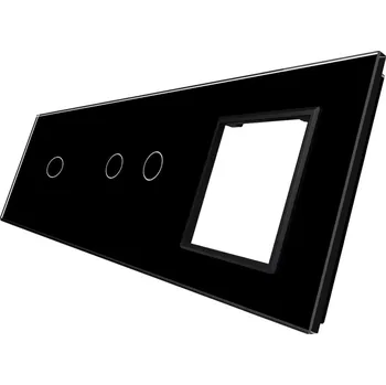 vypínač WELAIK trojnásobný skleněný panel 1+2+zás - černý