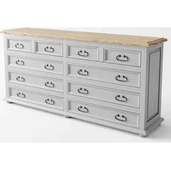 Šatní skříň Komoda Hacienda Grey 10S z masivu Barevné provedení: šedá - světle hnědá medová vosk