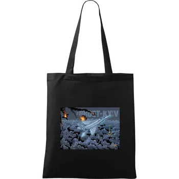 Nákupní taška Andriy Dankovych - The Ghost of Kyiv - Taška bavlněná - 42 x 38 cm ( Černá )