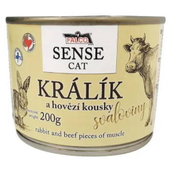 Krmivo pro kočku FALCO SENSE CAT králík a hovězí kousky svaloviny 200g - 6ks