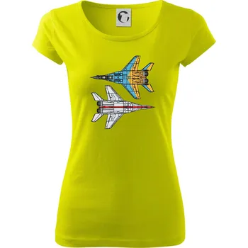 Dámské tričko Mig 29 Fulcrum ze spoda a ze zhora - Dámské triko Pure - M ( Limetková )