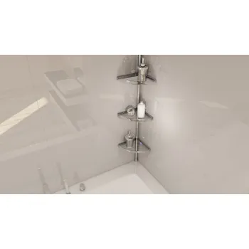 Drátěná police SPRCHOVÁ TELESKOPICKÁ POLICE STŘÍBRNÁ 3 ÚROVNĚ 250cm