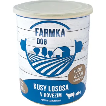 FARMKA DOG kusy lososa v hovězím 400g