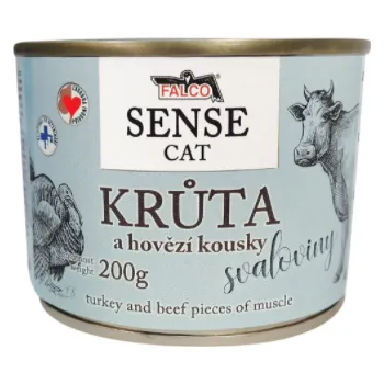 Krmivo pro kočku FALCO SENSE CAT krůta a hovězí kousky svaloviny 200g - 6ks