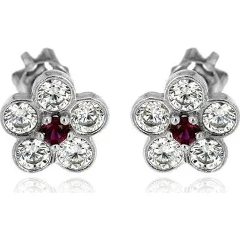 Náušnice Zlatnictví U Kostela Stříbrné náušnice bílo - červené kytičky 530bč 600853262