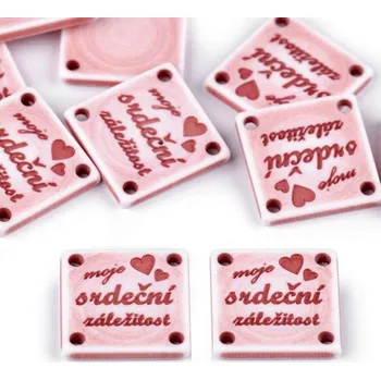 Cedulka, štítek, 20x20mm, moje srdeční záležitost,