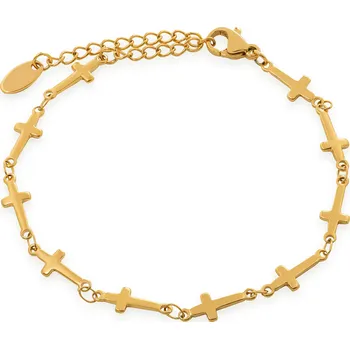 Náramek Troli Stylový pozlacený náramek s křížky + 2 měsíce na vrácení zboží
