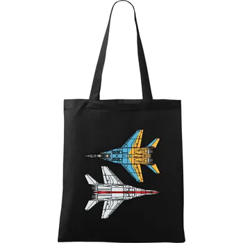 Nákupní taška Mig 29 Fulcrum ze spoda a ze zhora - Taška bavlněná - 42 x 38 cm ( Černá )