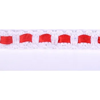 Stuha Ozdobná krajka s červenou stuhou 11471