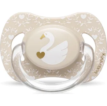 dudlíky Suavinex Dudlík fyziologický silikonový zlatý/labuť 0-4 m