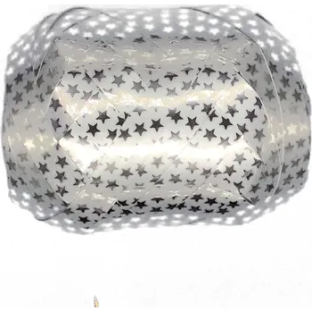Stuha Vánoční stuha vázací MINI STARS stříbrné 10mm x 20m (0,40Kč/m) (Vánoční stuha vázací metalic, Hvězdy stříbrné, polypropylén)