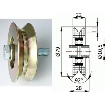 L-79 Ocelová kladka na profil L drážka 92st.