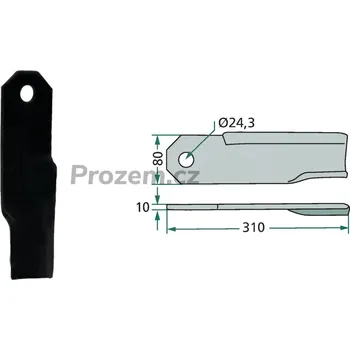 Mulčovací nůž levý pro Humus, 302251, 310/10/24,3 mm