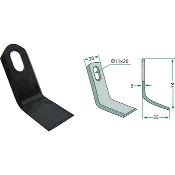 Pracovní nůž Mulčovací Y-nůž pro Agritec, D165007, 74/3/11x20 mm