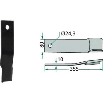 Mulčovací nůž pravý pro Humus, 355/10/24,3 mm