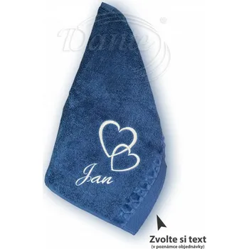 Dekorativní polštářek Dante Ručník se srdíčky modrý a Váš text - modrý 30 x 50 cm