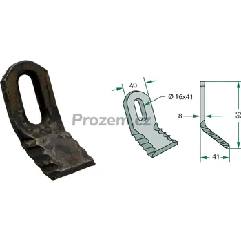 Pracovní nůž Mulčovací Y-nůž pro Noremat, Rousseau, 525443, 95/8/16x41 mm
