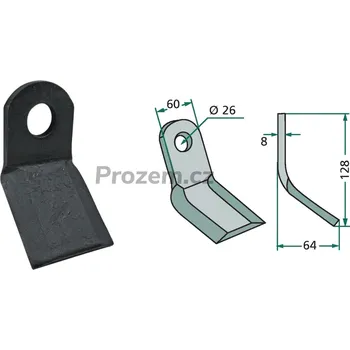 Mulčovací Y-nůž pro Ferri, 0901086, 128/8/26 mm