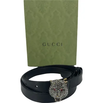Opasek GUCCI Calfskin Crystal Tiger Head Buckle Belt