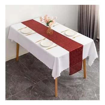 Vánoční dekorace Sváteční třpytivý jednobarevný běhoun (13 barev, 2 velikosti) Rozměry: 30x180 cm, Barva: Vínová