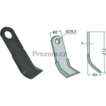 Mulčovací Y-nůž pro Sauerburger, 0006001943, 212/7/29,5 mm