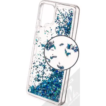 Pouzdro na mobilní telefon 1Mcz Liquid Diamond Sparkle ochranný kryt s přesýpacím efektem třpytek pro Samsung Galaxy A22, Galaxy M22, Galaxy M32 tyrkysová (turquoise)