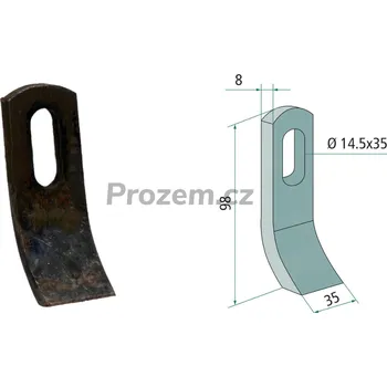 Mulčovací nůž pro S.M.A., 98/8/14,5x35 mm