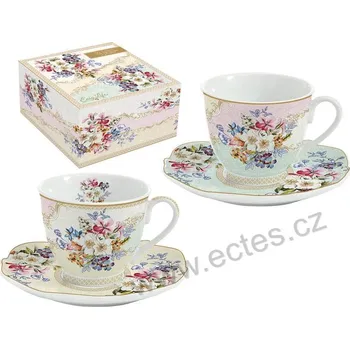 Easy Life ORIENTAL GARDEN porcelánové espresso šálky a podšálky s kyticí květin 80ml 2 ks