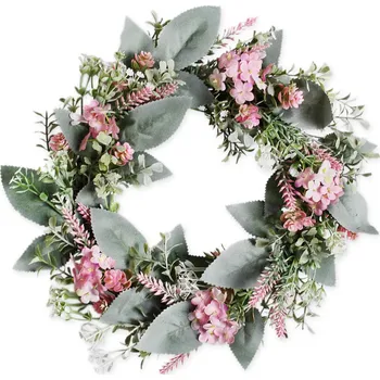 umělá květina Věnec jaro pvc 30cm růžová (540666)