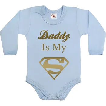 Kojenecký body Body s potiskem Daddy is my Superhero, Barva Světlá modrá, Velikost 56 / 0-3m, Canvas Dětské body Bezvatriko.cz 0120