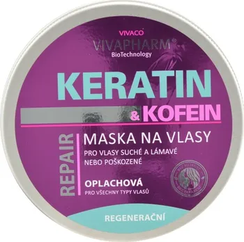 Vlasová regenerace Vivaco Keratinová maska na vlasy s kofeinem 200 ml
