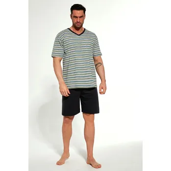 Pánské pyžamo Cornette pyžamo pánské 330/24 - šedá, M (Bavlněné pánské pyžamo Cornette krátký rukáv)